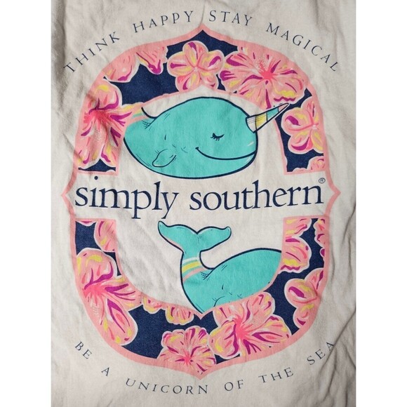 2 for $20 Simply Southern Collection Narwal Unicorn Long Sleeve Size M - Picture 1 of 7